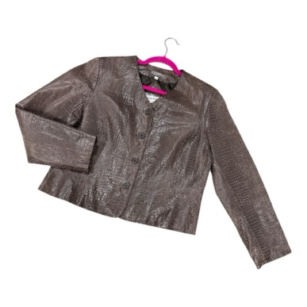 Pendleton Brown Crocodile-Embossed Jacket size L - image 4